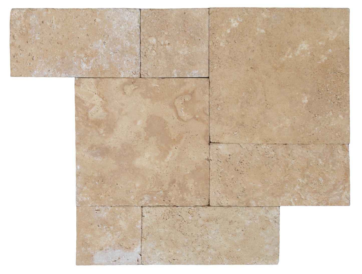 Walnut Travertine Tumbled Exterior Pool Paver Roman Pattern 1.25"