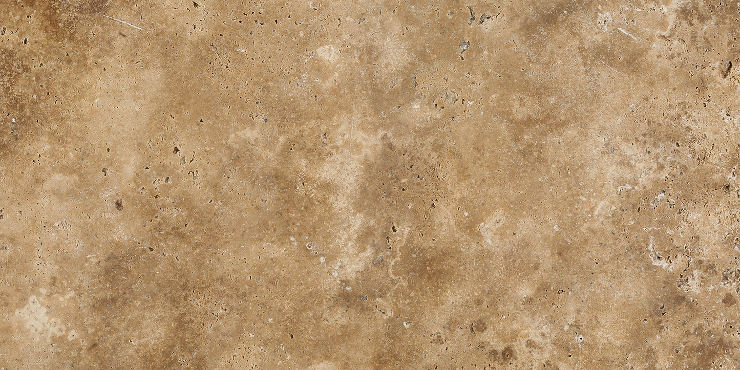 Walnut Travertine  Filled & Polished Wall and Floor Vein Cut Tile  12x24"