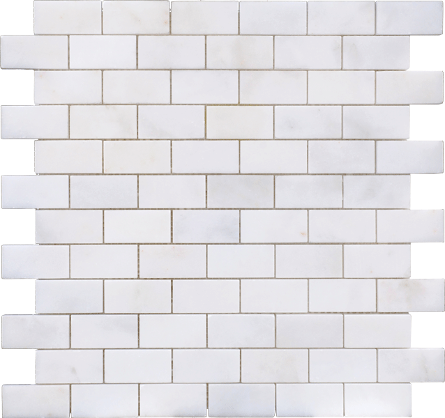Afyon White Polished Brick Mosaic Wall and Floor Tile 1"x2"