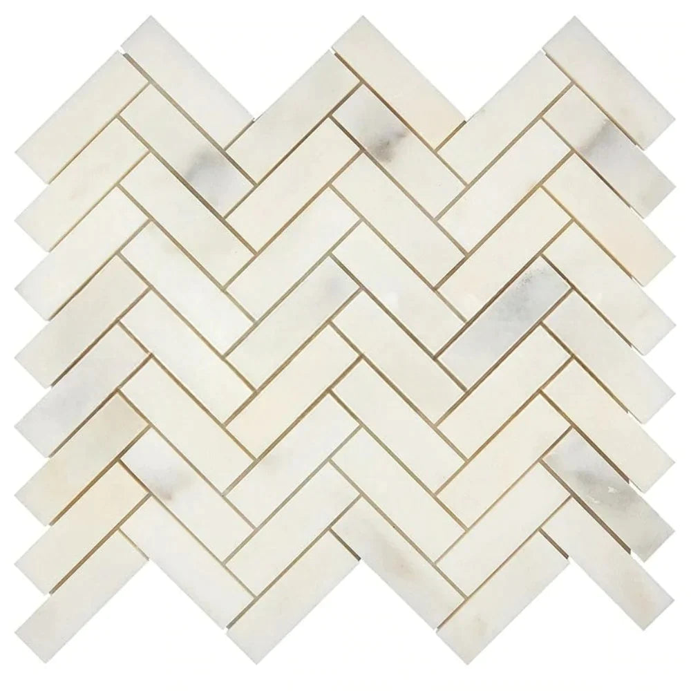 Calacatta Oliva Marble Mosaic - 3/8 Chevron Mosaic