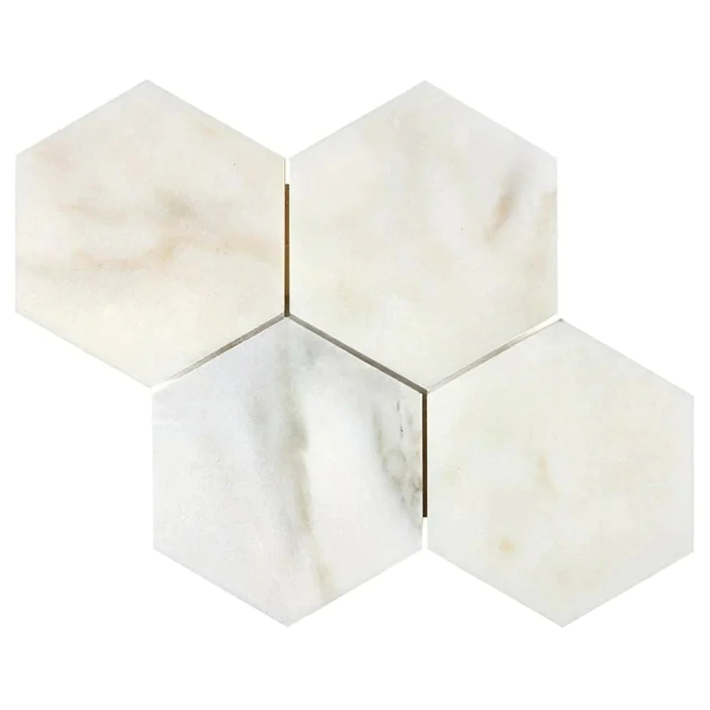 Calacatta Oliva Marble Mosaic 6" X 6" 3/8 Hexagon Mosaic