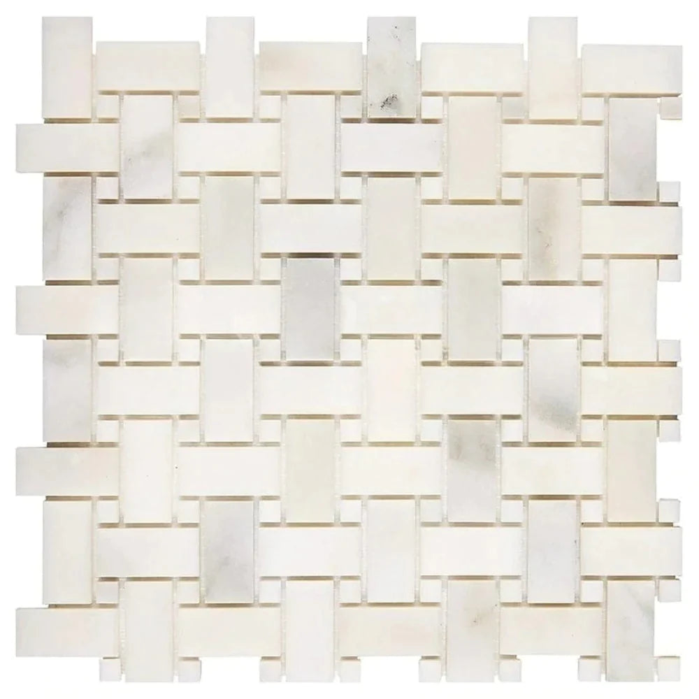 Calacatta Oliva - Basketweave Mosaic w/ Calacatta Oliva Polished