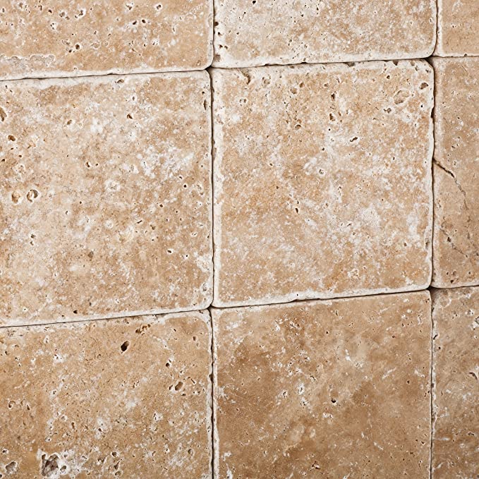 Azulejo de travertino nogal envejecido para pared y piso de 4x4"