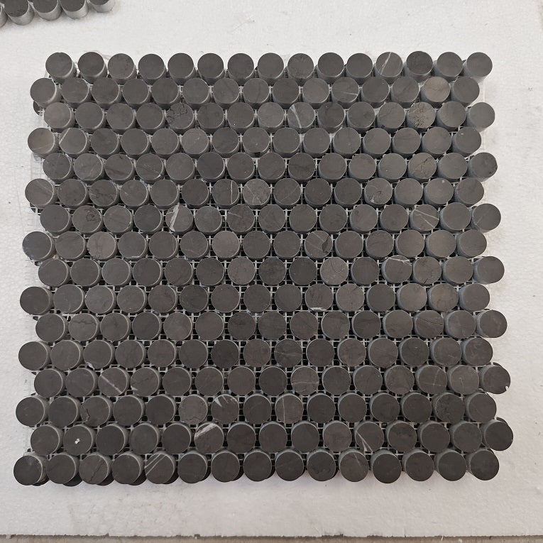 Pietra Grey Penny Round Honed Mosaic Tile