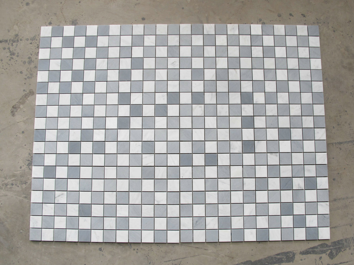 Bianco Carrara C + Bardiglio Empire 2x2 Square Checkers Mosaic