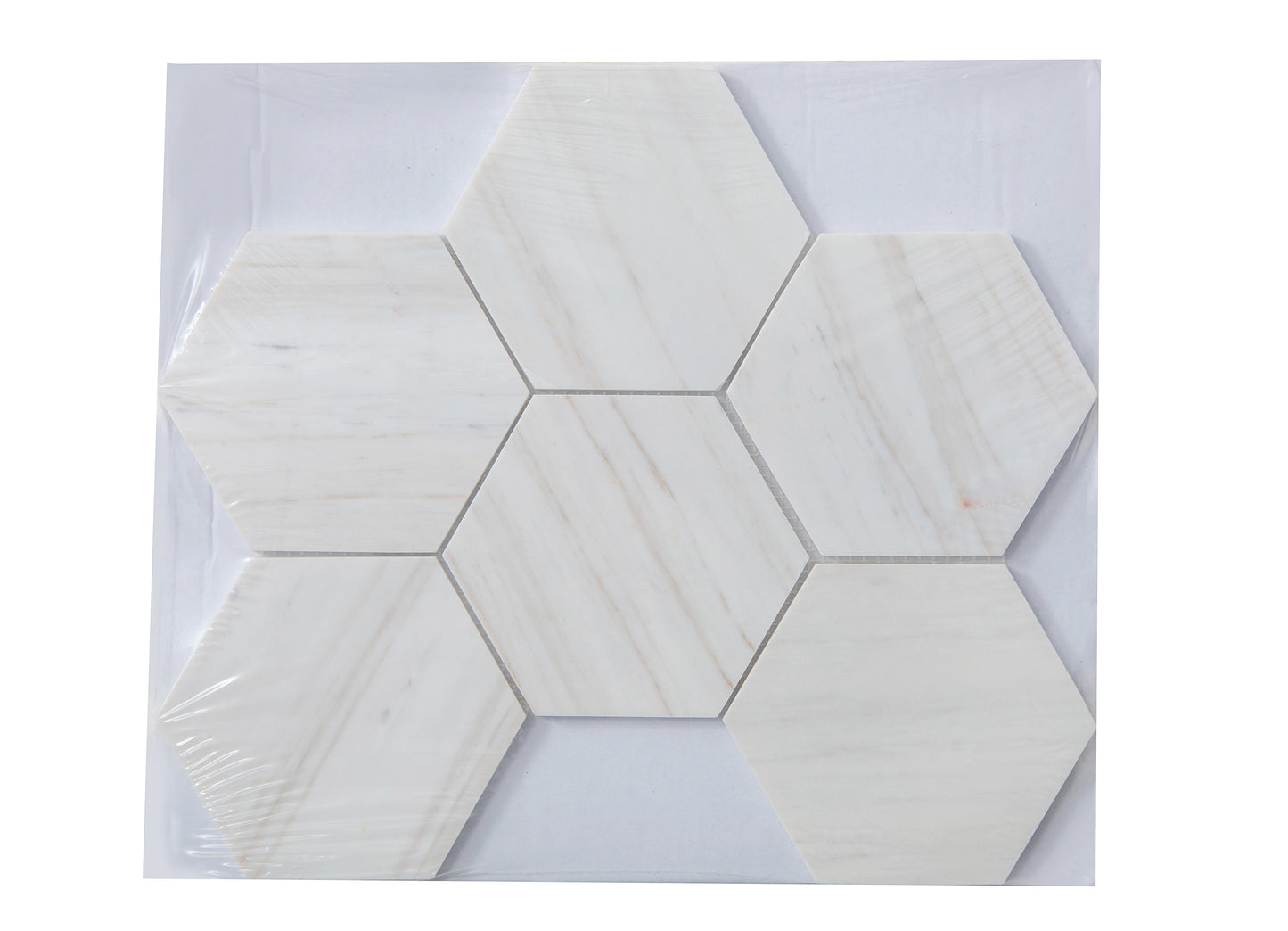Wooden Vein Marble Mosaic Polished 5" x 5" 3/8" Hexagon