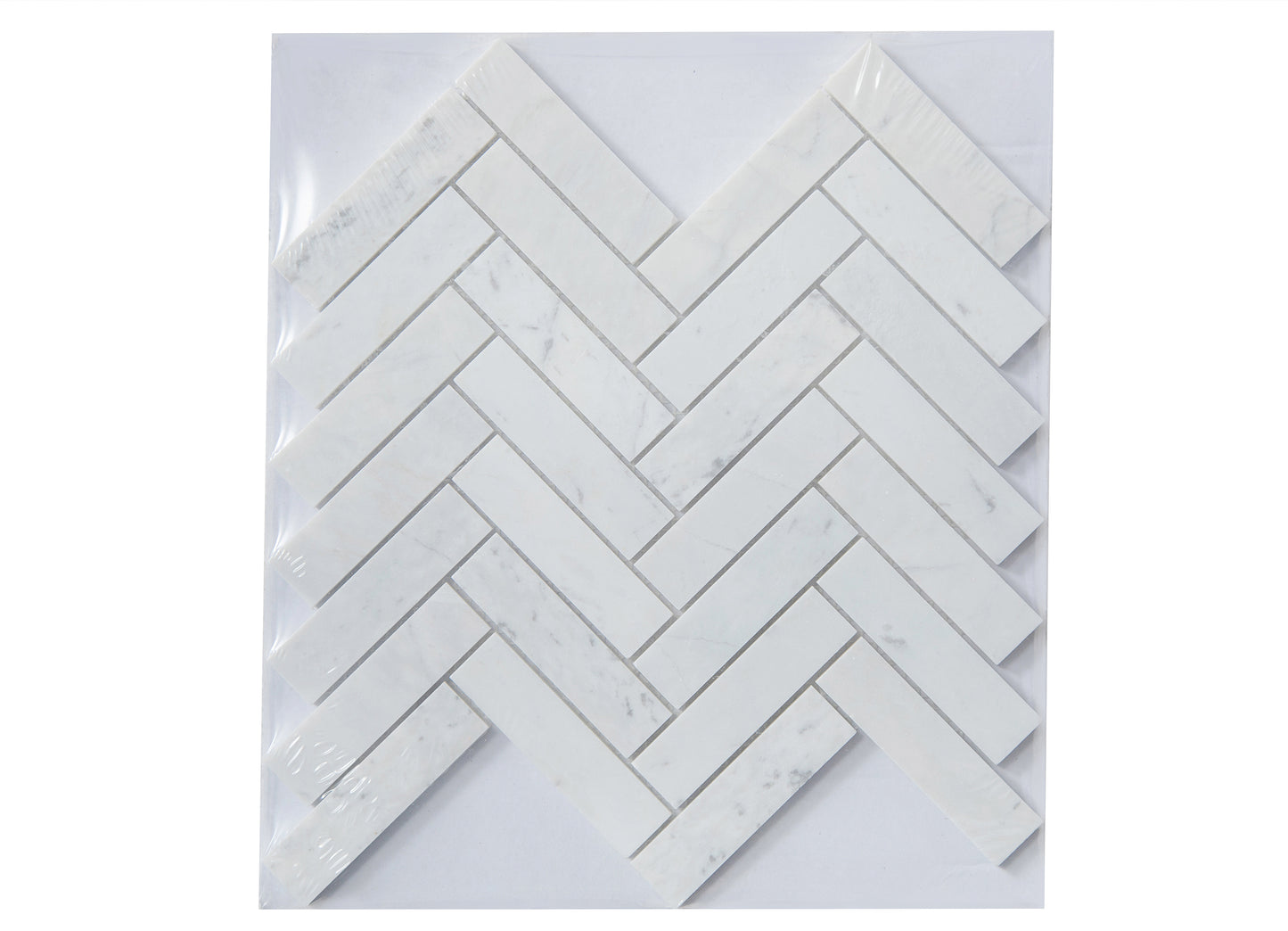 Valentino White Marble Mosaic Honed 1" x 4" 3/8" Herringbone