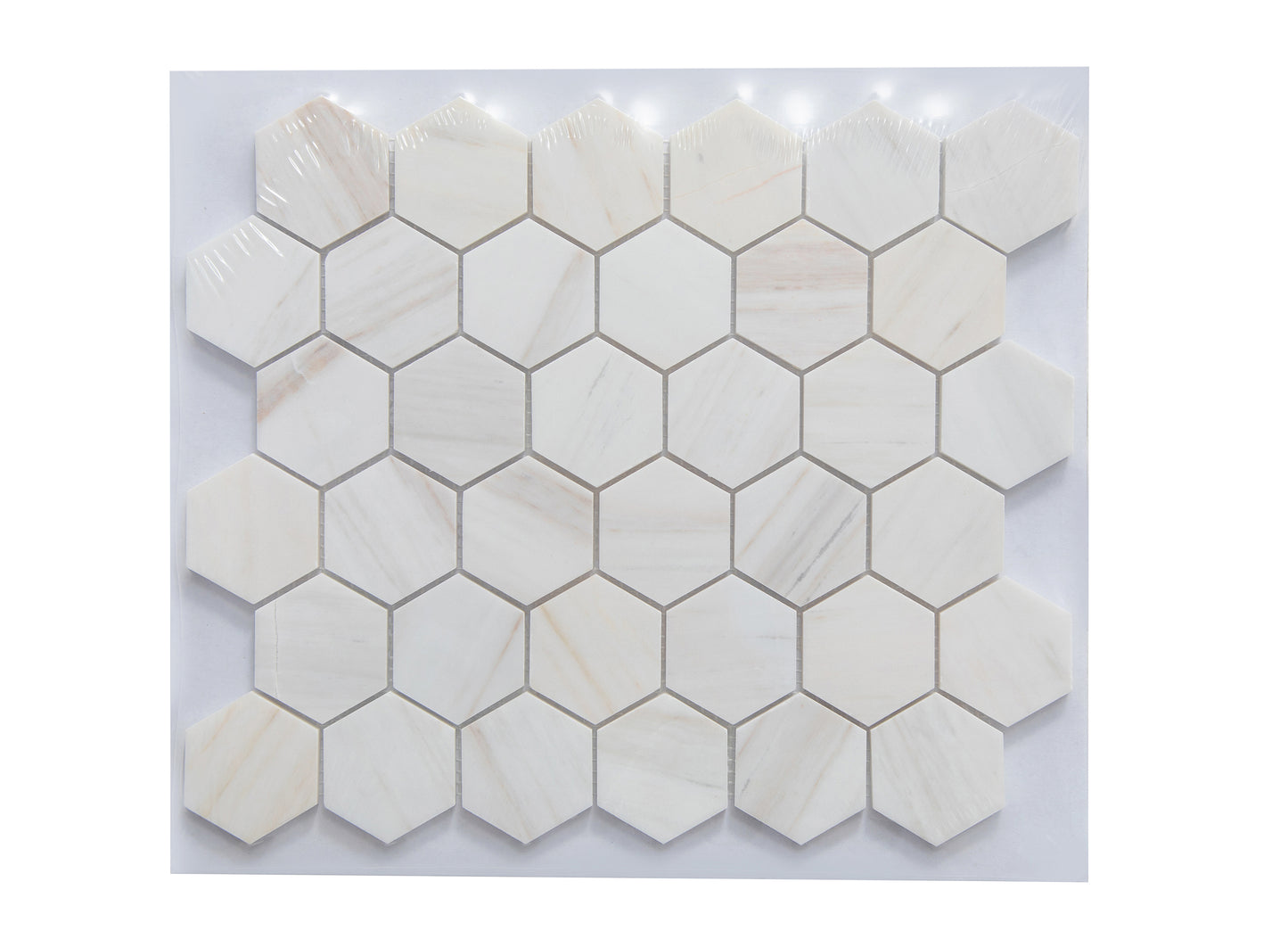 Wooden Vein Marble Mosaic Polished 2" x 2" 3/8" Hexagon