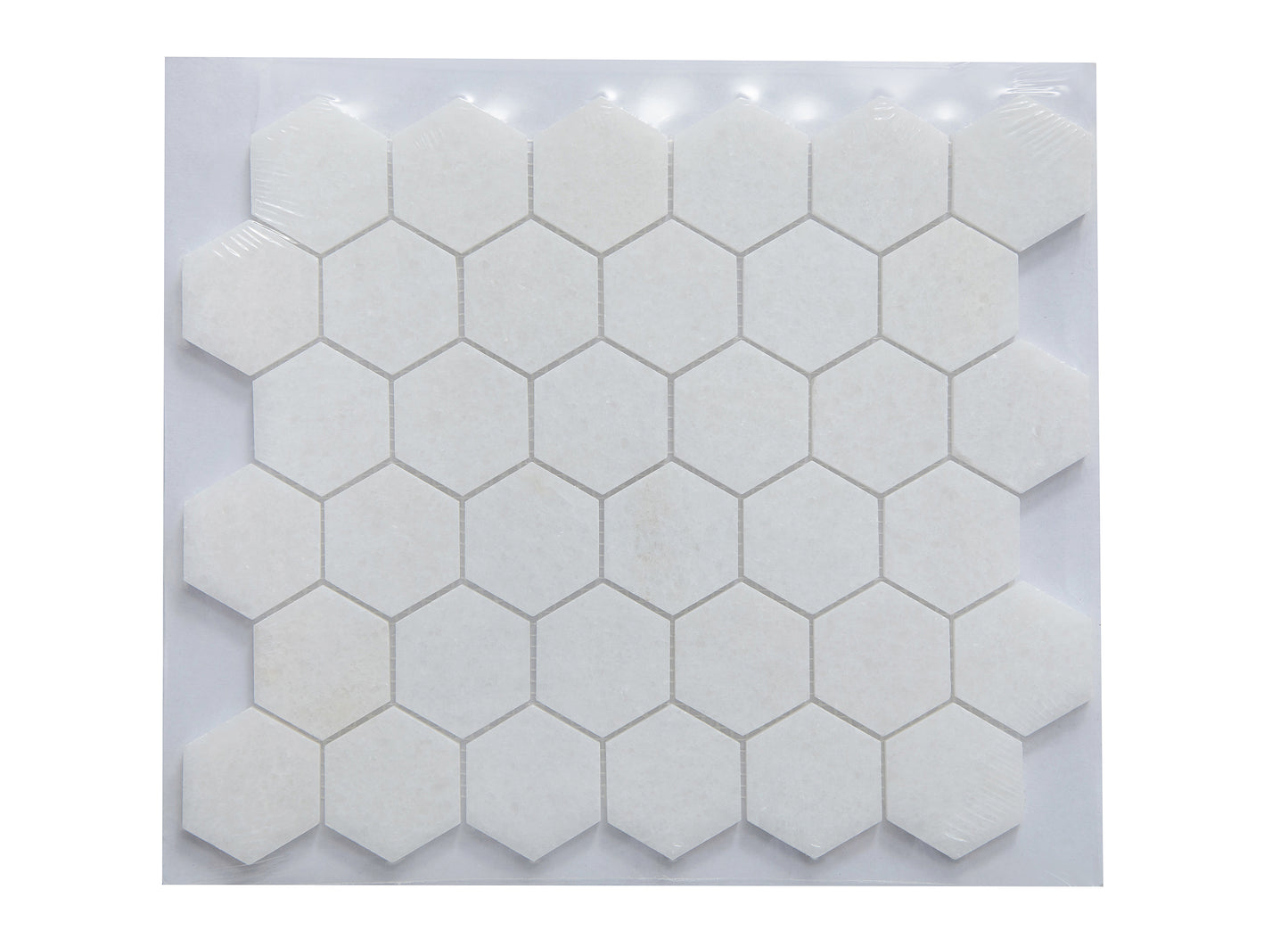 Crystal White Marble Mosaic Honed 2" x 2" 3/8" Hexagon