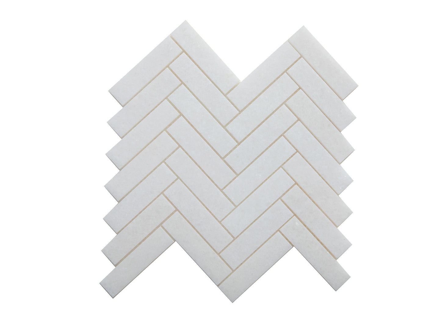 Crystal White Marble Mosaic Honed 1" x 4" 3/8" Herringbone