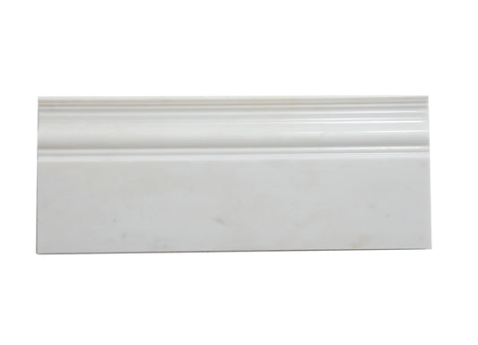 Valentino White Marble Molding Honed 4 3/4" x 12" Baseboard Liner
