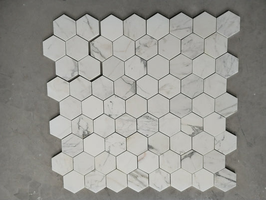 Calacatta Gold Hexagon Mosaic Backsplash Wall Tile  5"
