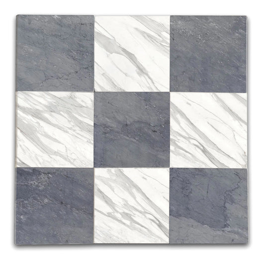 Checkers With Bardiglio - Calacatta Gold 18x18" Polished Tile