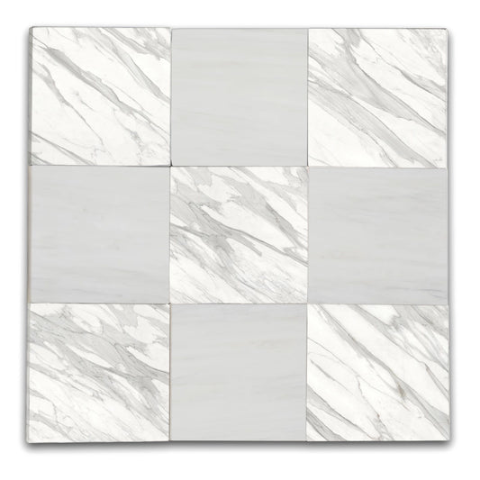 Checkers With Bianco Dolomite - Calacatta Gold