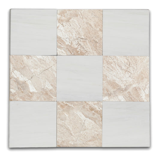 Checkers With Bianco Dolomite - Queen Beige