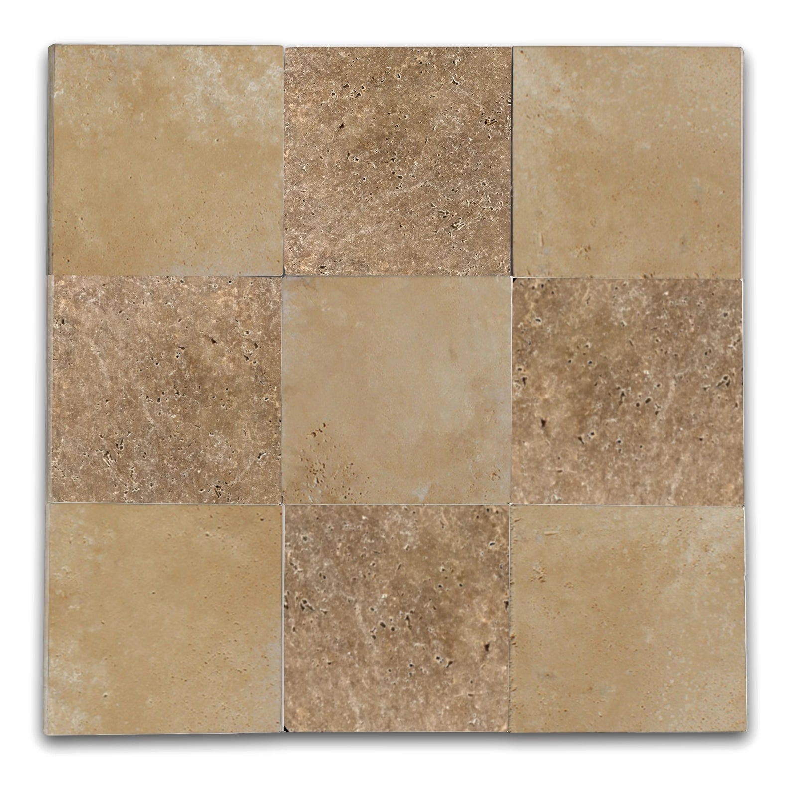 Checkers With Durango Cream - Noce  Tumbled Travertine