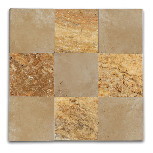 Checkers With Durango Cream - Scabos  Tumbled Travertine