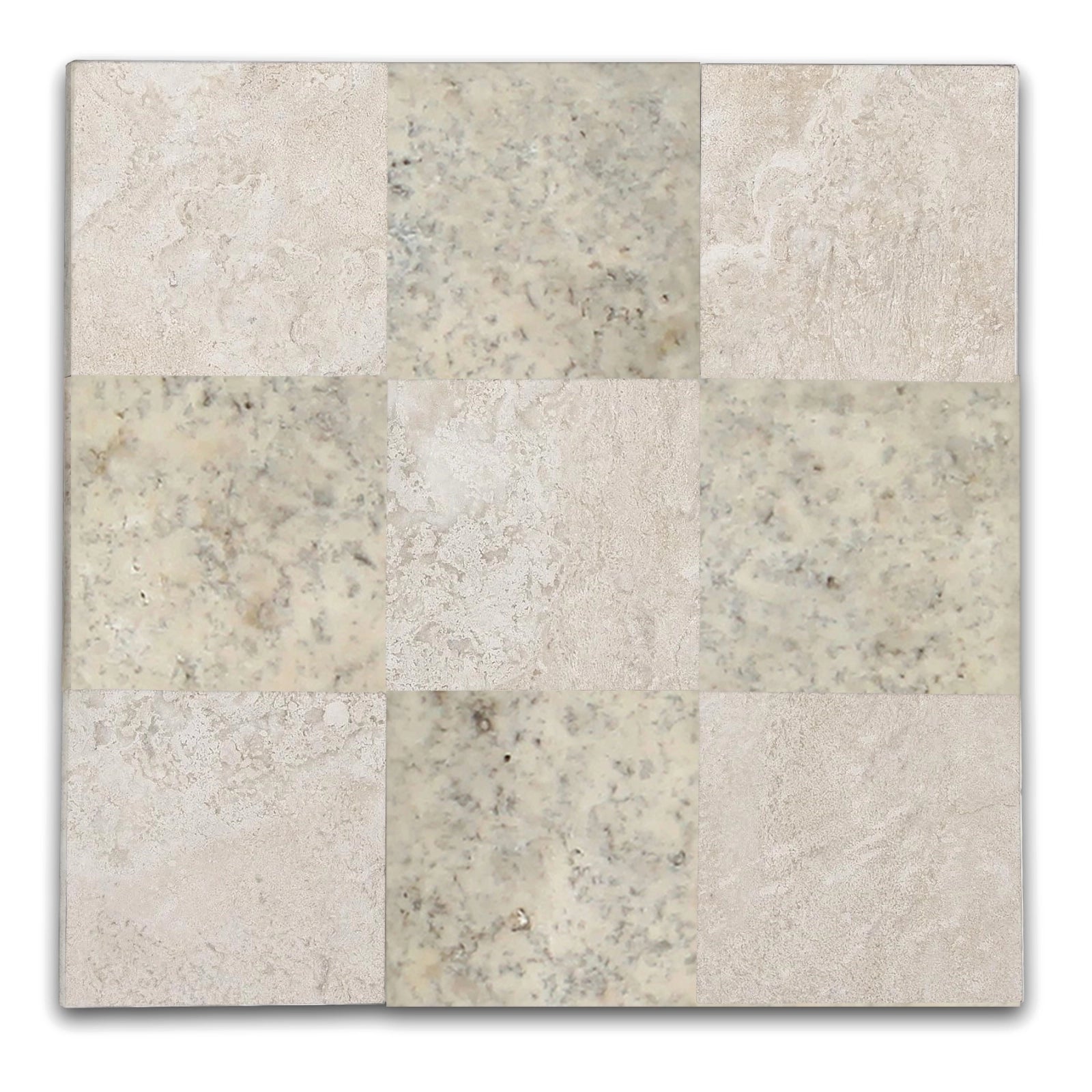Checkers With Durango Cream - Silver  Filled & Honed Travertine