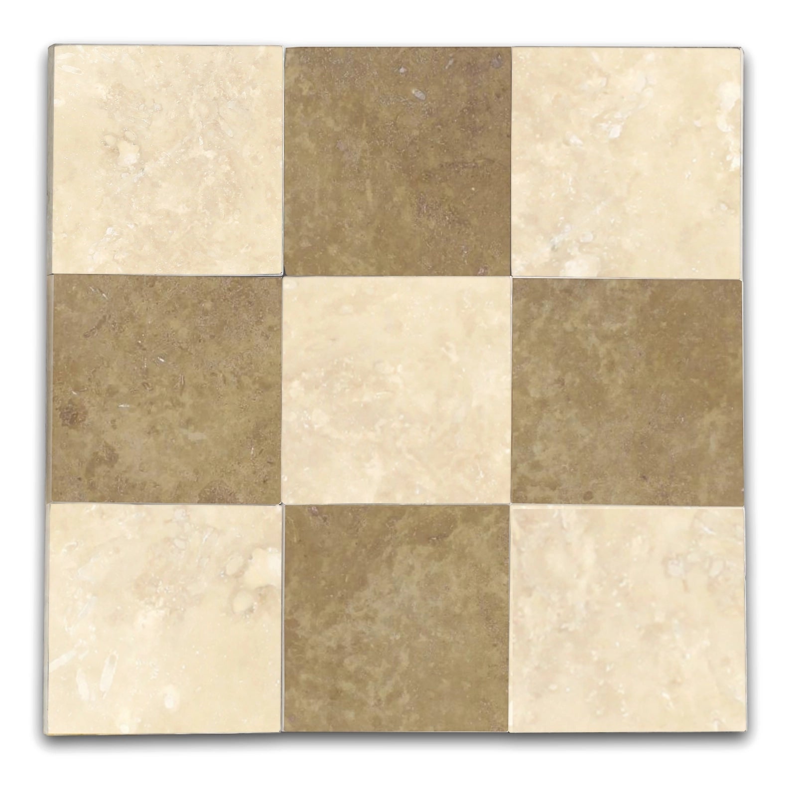 Checkers With Ivory Light - Noce Filled & Honed Travertine