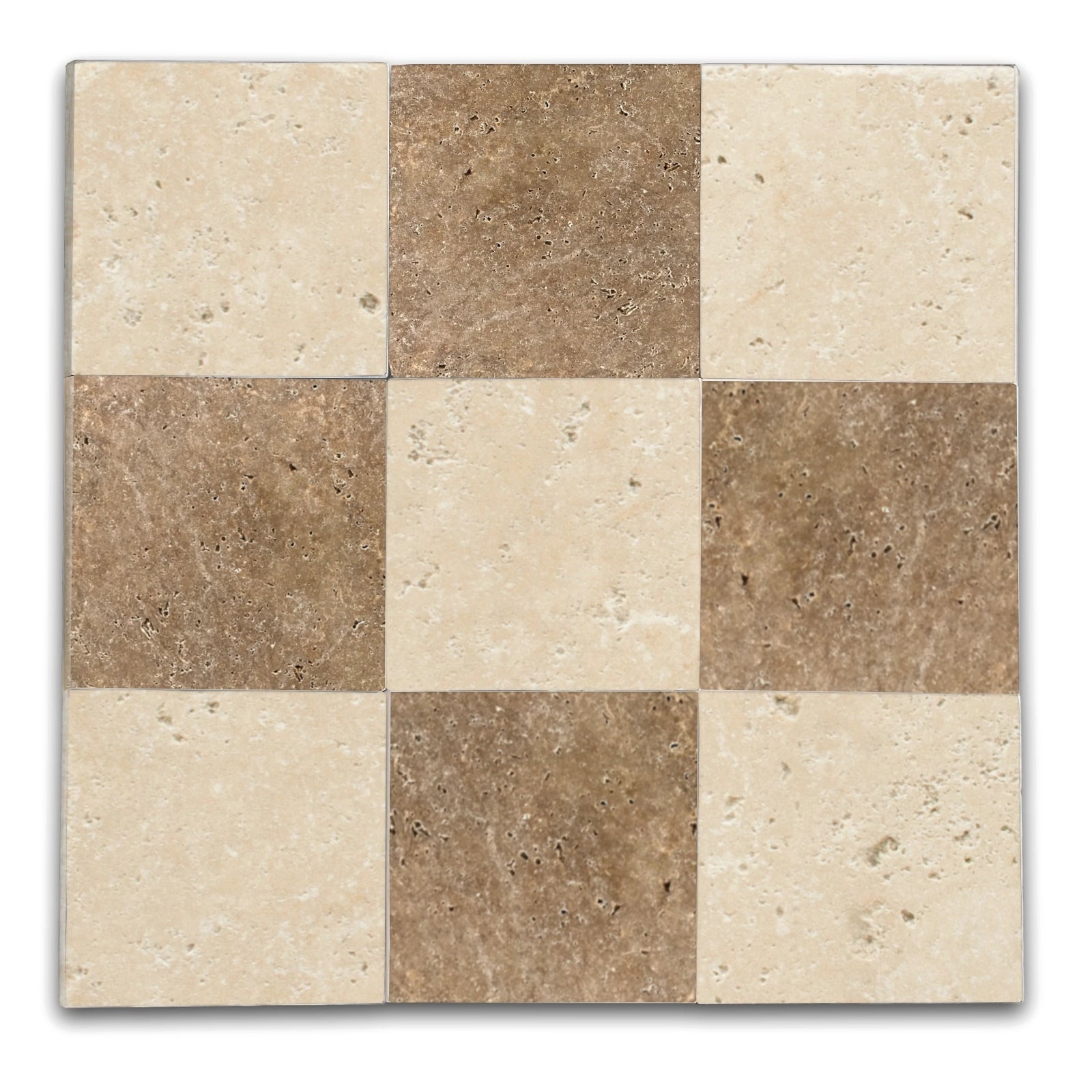 Checkers With Ivory Light - Noce Tumbled Travertine