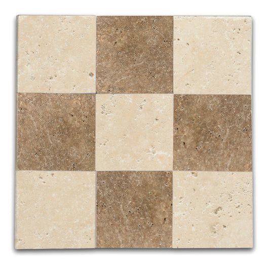 Checkers With Ivory Light - Noce Tumbled Travertine