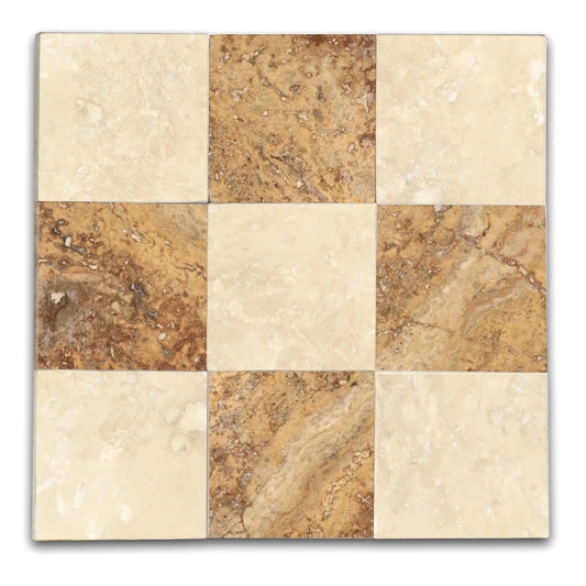 Checkers With Ivory Light - Scabos Filled & Honed Travertine