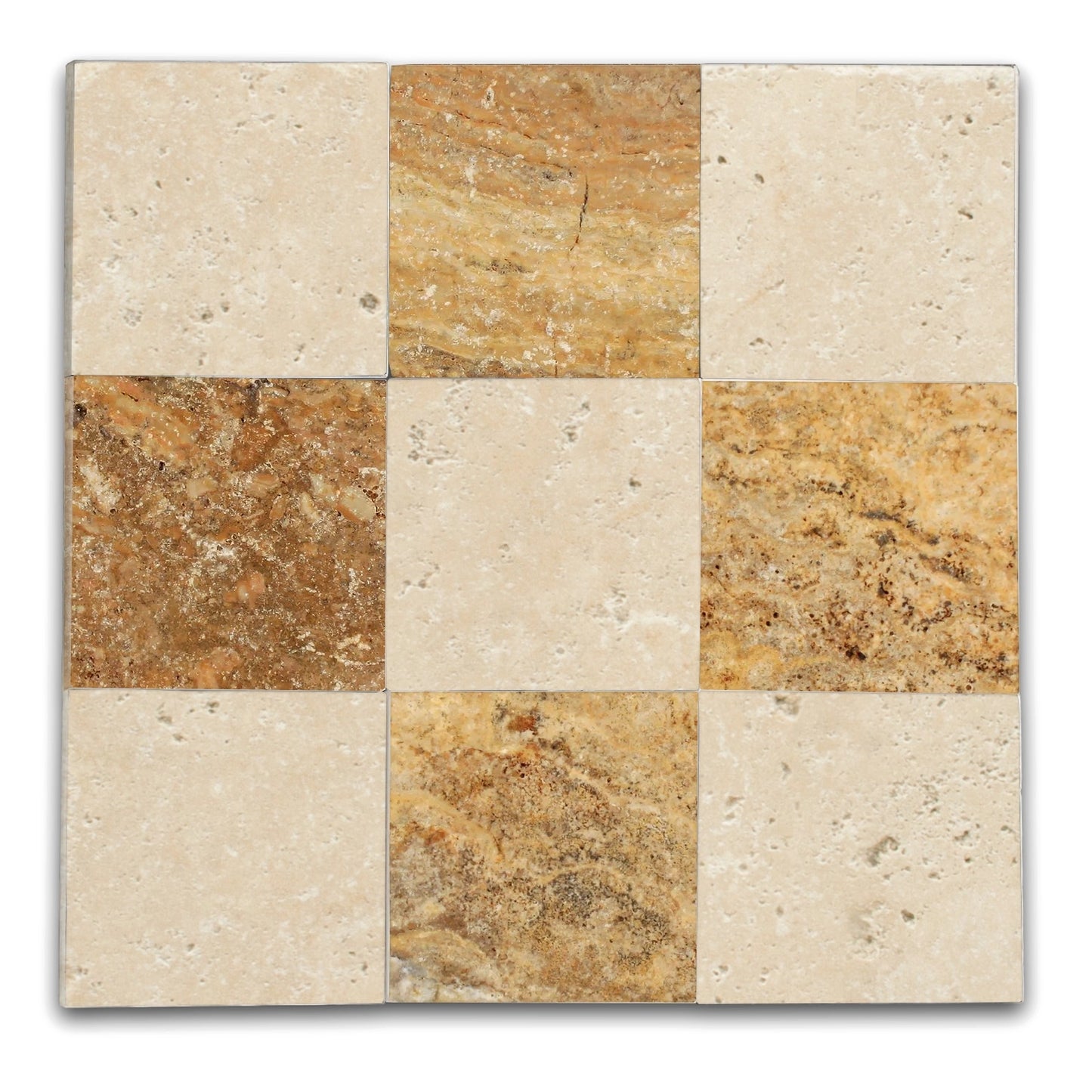 Checkers With Ivory Light - Scabos Tumbled Travertine