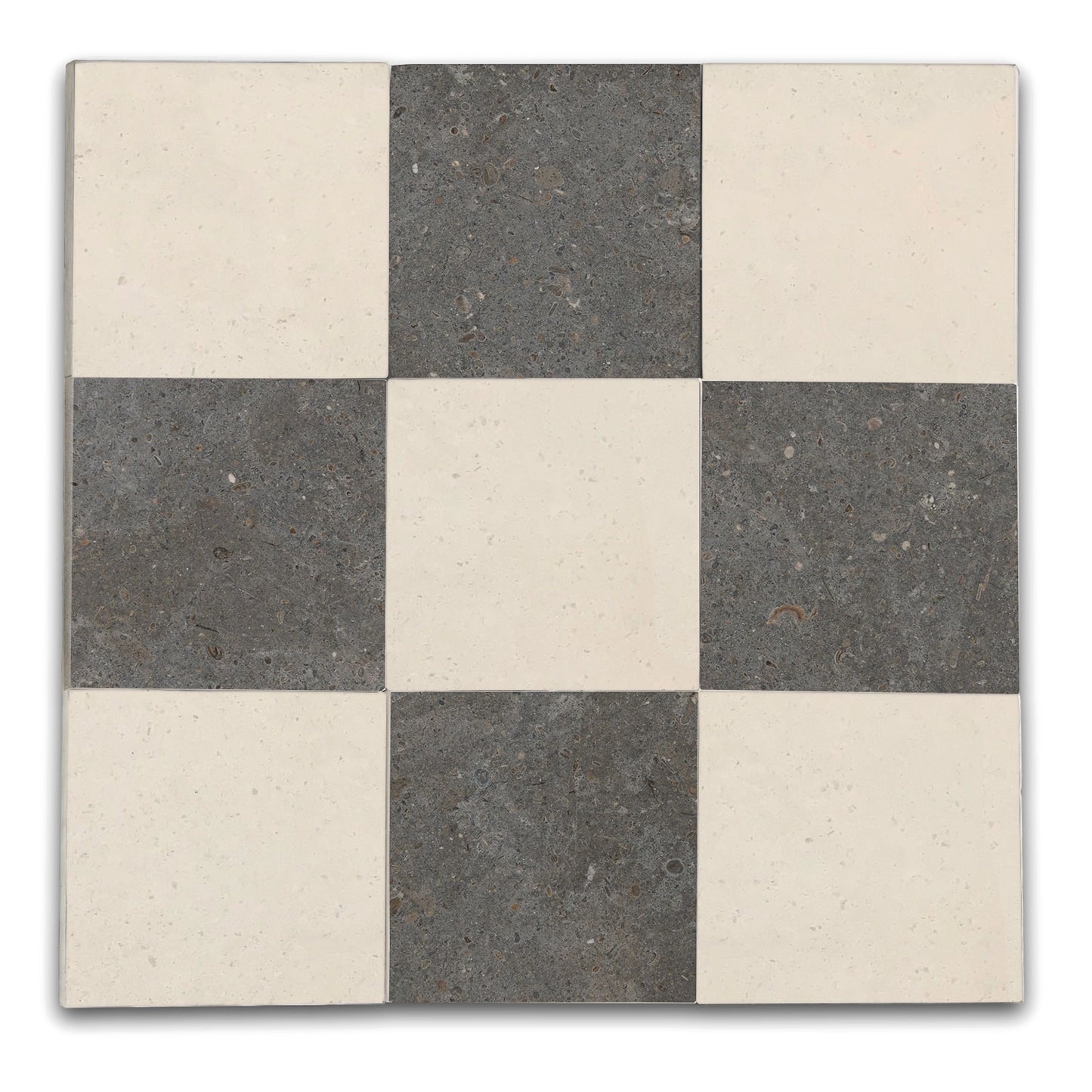 Checkers With Lymra (Capri) - Lagos Blue Honed Limestone