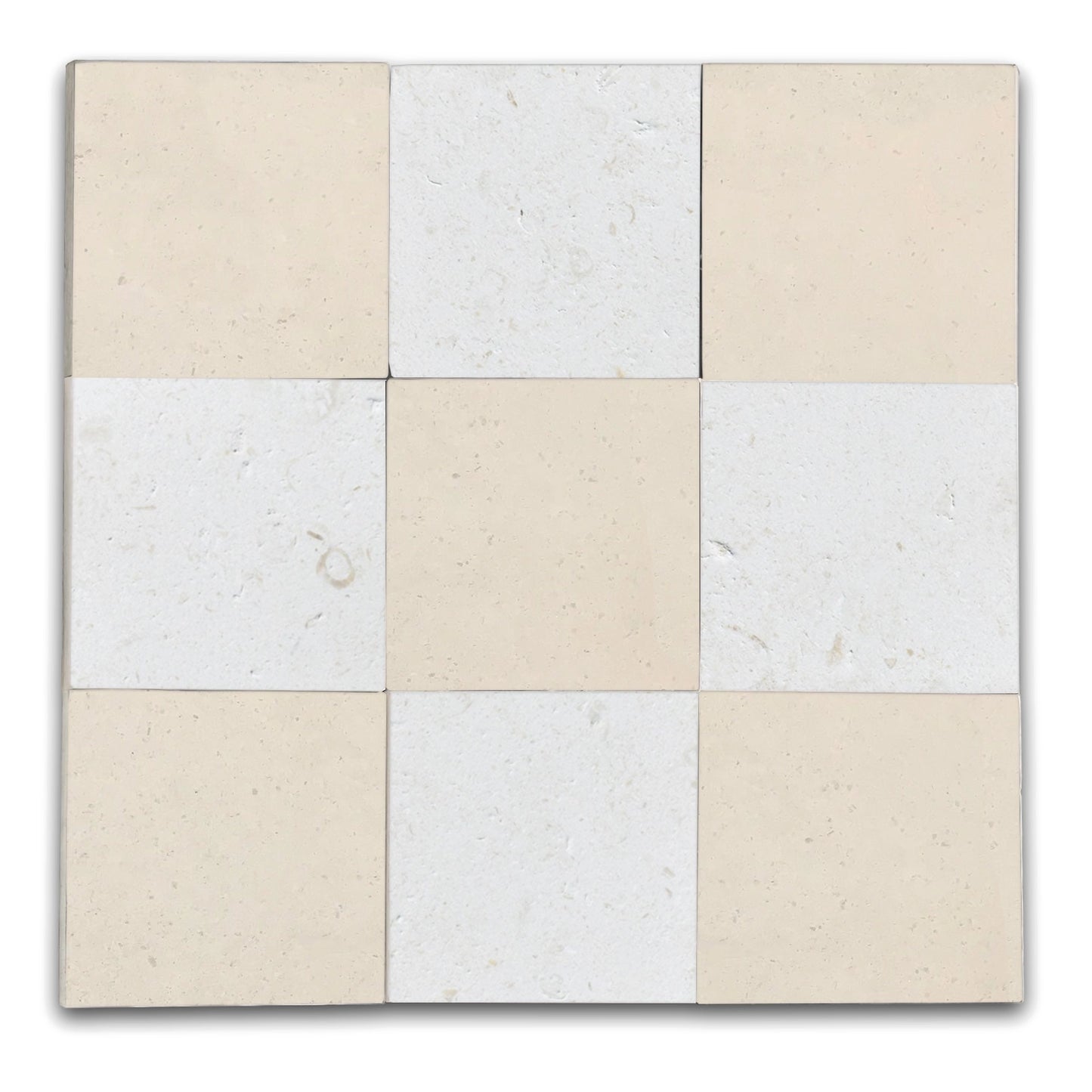 Checkers With Lymra (Capri) - Symra (Shell Beach) Honed Limestone