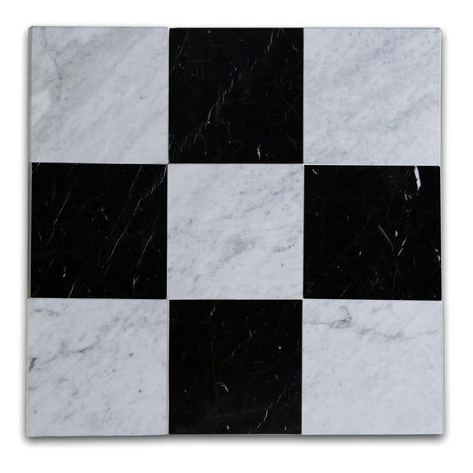 Checkers With Nero Marquina - Carrara White