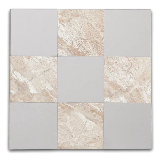 Checkers With Thassos White - Queen Beige