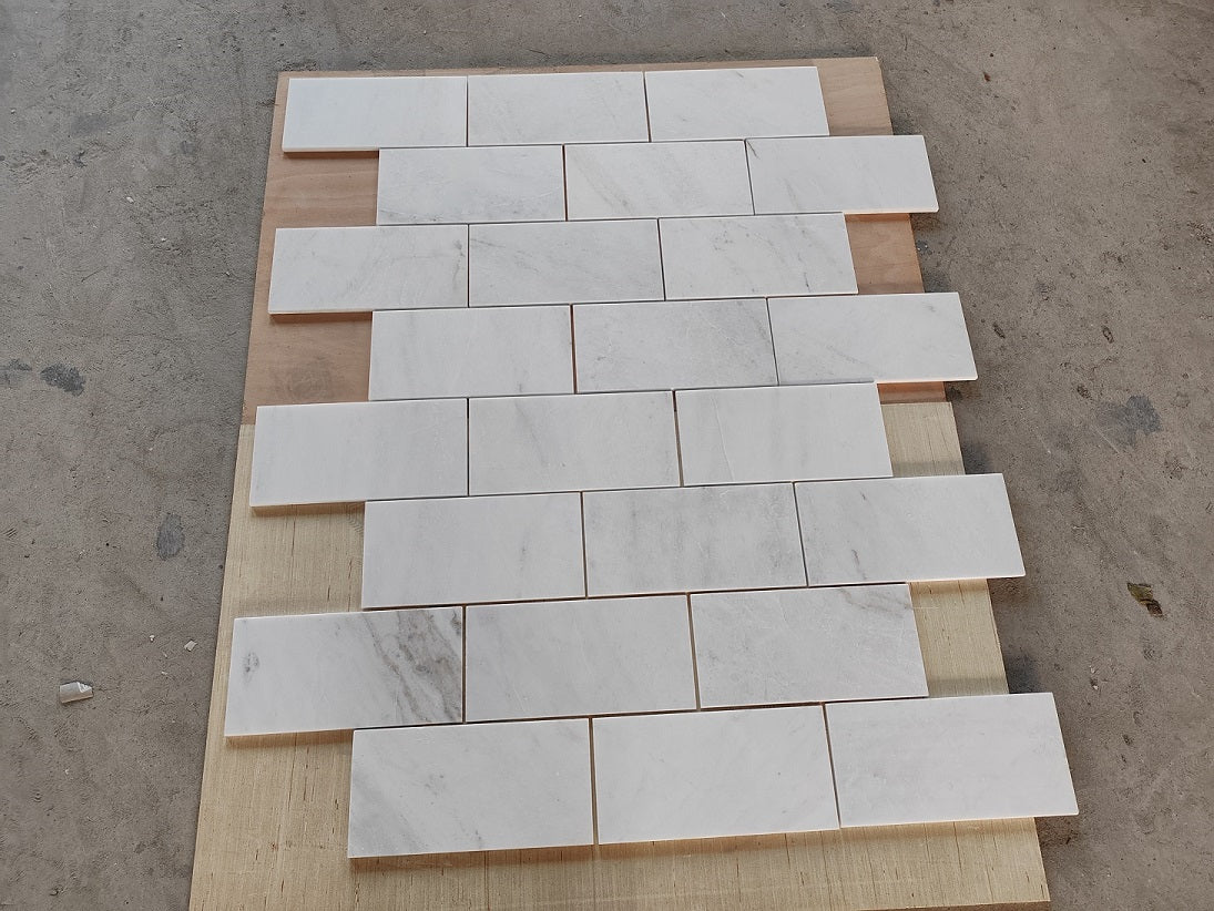 Glorious White Marble Tile Honed 6" x 12" 3/8" Tile