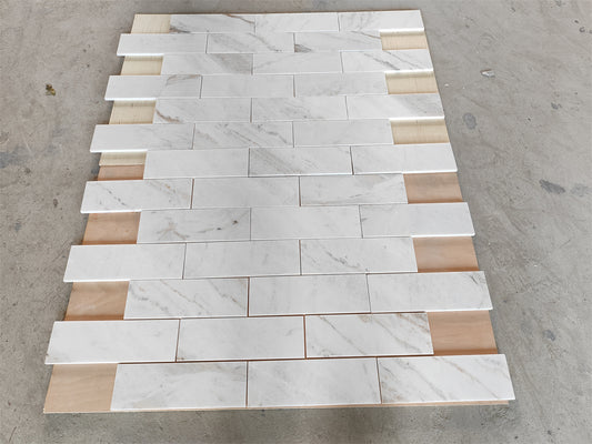 Glorious White Marble Tile Honed 4" x 12" 3/8" Tile