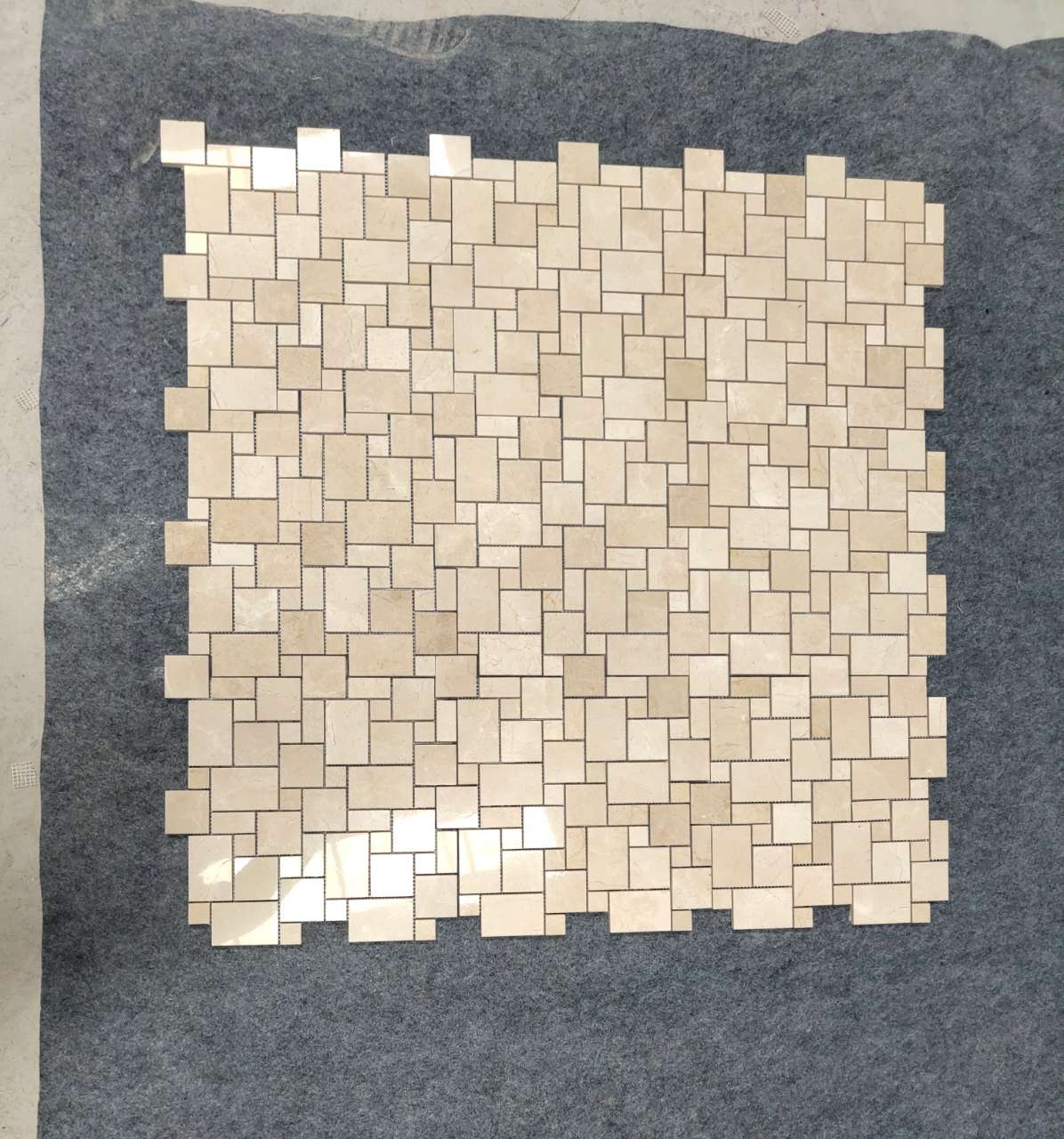 Crema Marfil Polished Mini Versailles Pattern Mosaic Tile