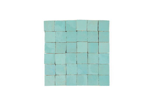 Sea Foam Zellige Ceramic 2x2 Square Wall Mosaic Tile
