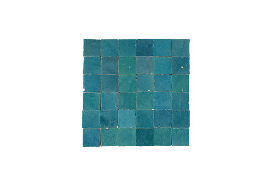 Turquoise Zellige Ceramic 2x2 Square Wall Mosaic Tile