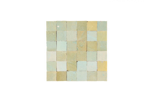 Pastel Green Zellige Ceramic 2x2 Square Wall Mosaic Tile