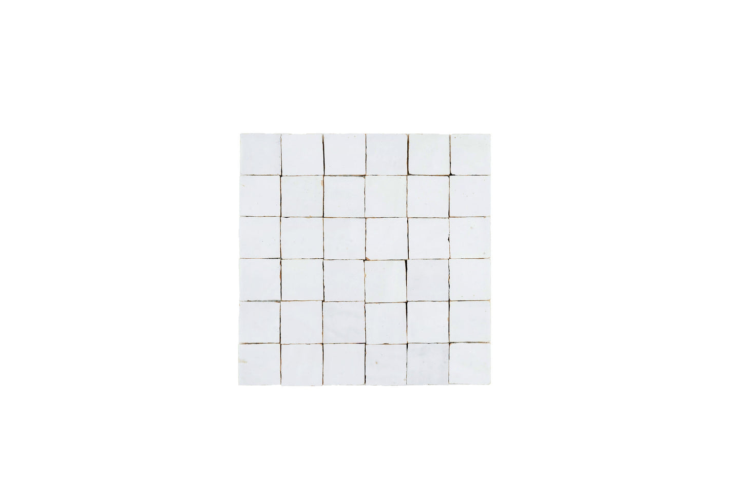 White Zellige Ceramic 2x2 Square Wall Mosaic Tile