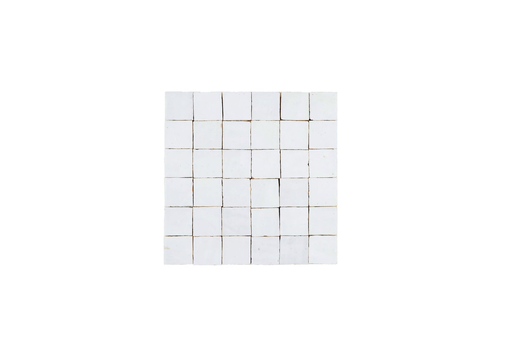 White Zellige Ceramic 2x2 Square Wall Mosaic Tile