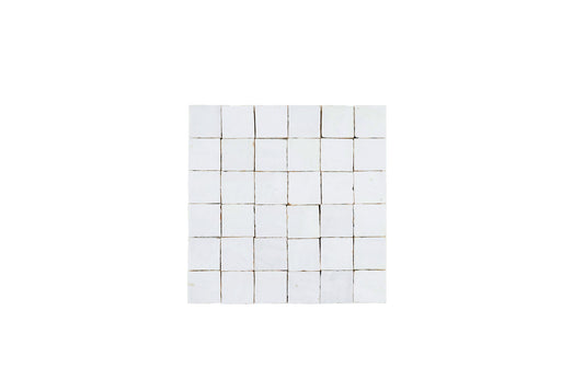 White Zellige Ceramic 2x2 Square Wall Mosaic Tile