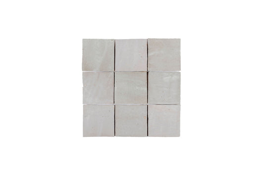 Neutral Beige Zellige Ceramic 4x4 Square Wall Tile