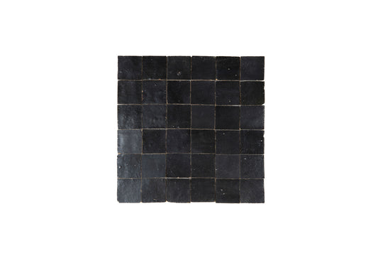 Charcoal Zellige Ceramic 2x2 Square Wall Mosaic Tile