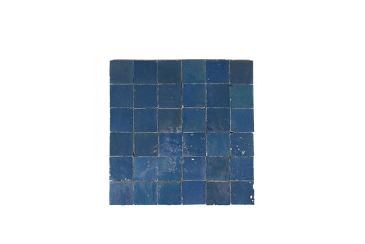 Deep Ocean Zellige Ceramic 2x2 Square Wall Mosaic Tile