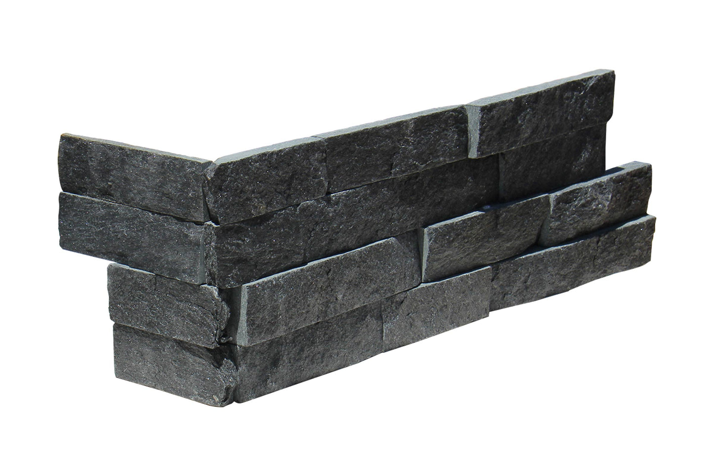 Black Quartz Quartzite Splitface 6" x 18" 6" Ledger Corner