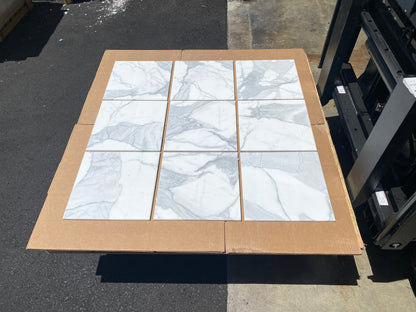 Statuario White (Lot #096) 12" x 12" Floor Tile Polished - 598 SF