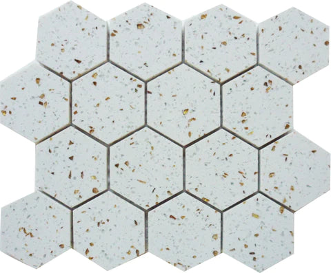 Terrazzo Gold Terrazzo Mosaic Polished 3" x 3" Hexagon