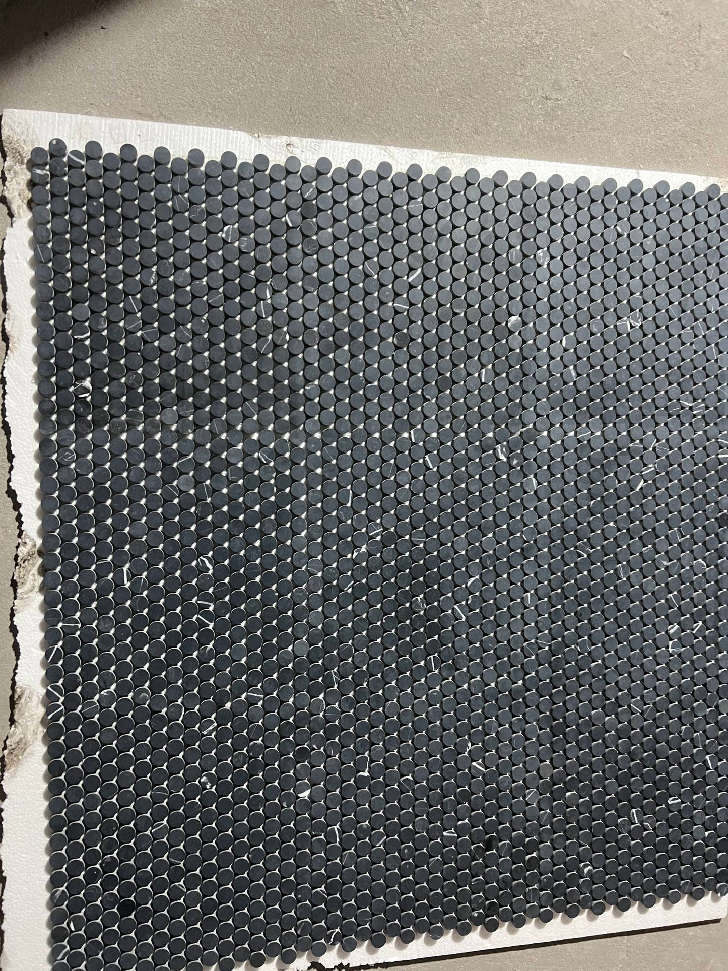 Nero Marquina Honed Penny Round Mosaic Tile