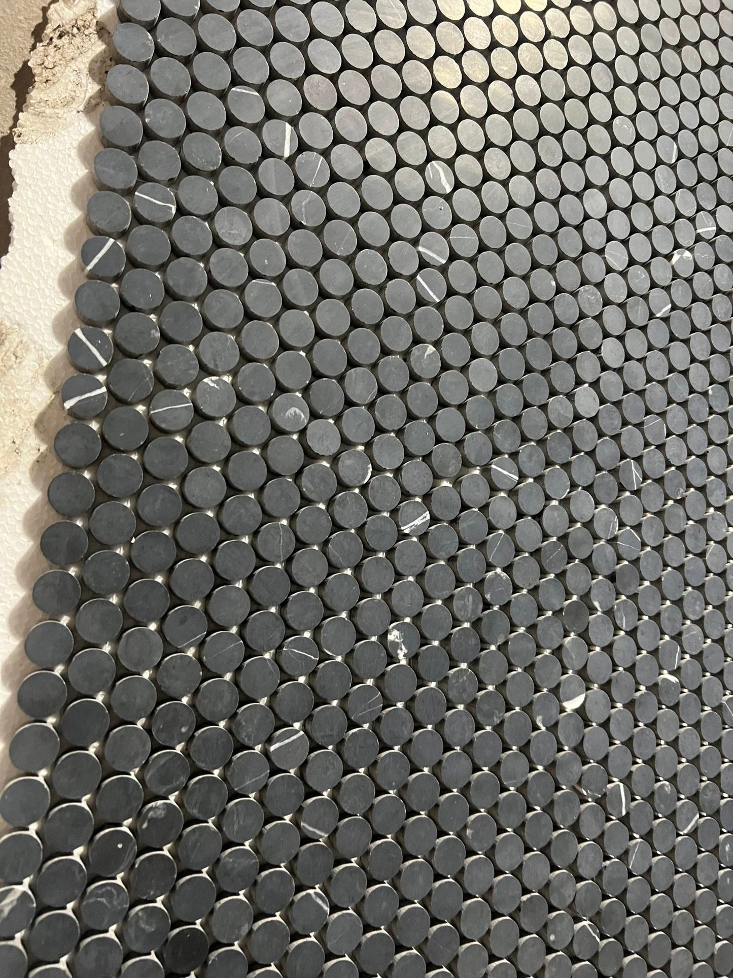 Nero Marquina Honed Penny Round Mosaic Tile