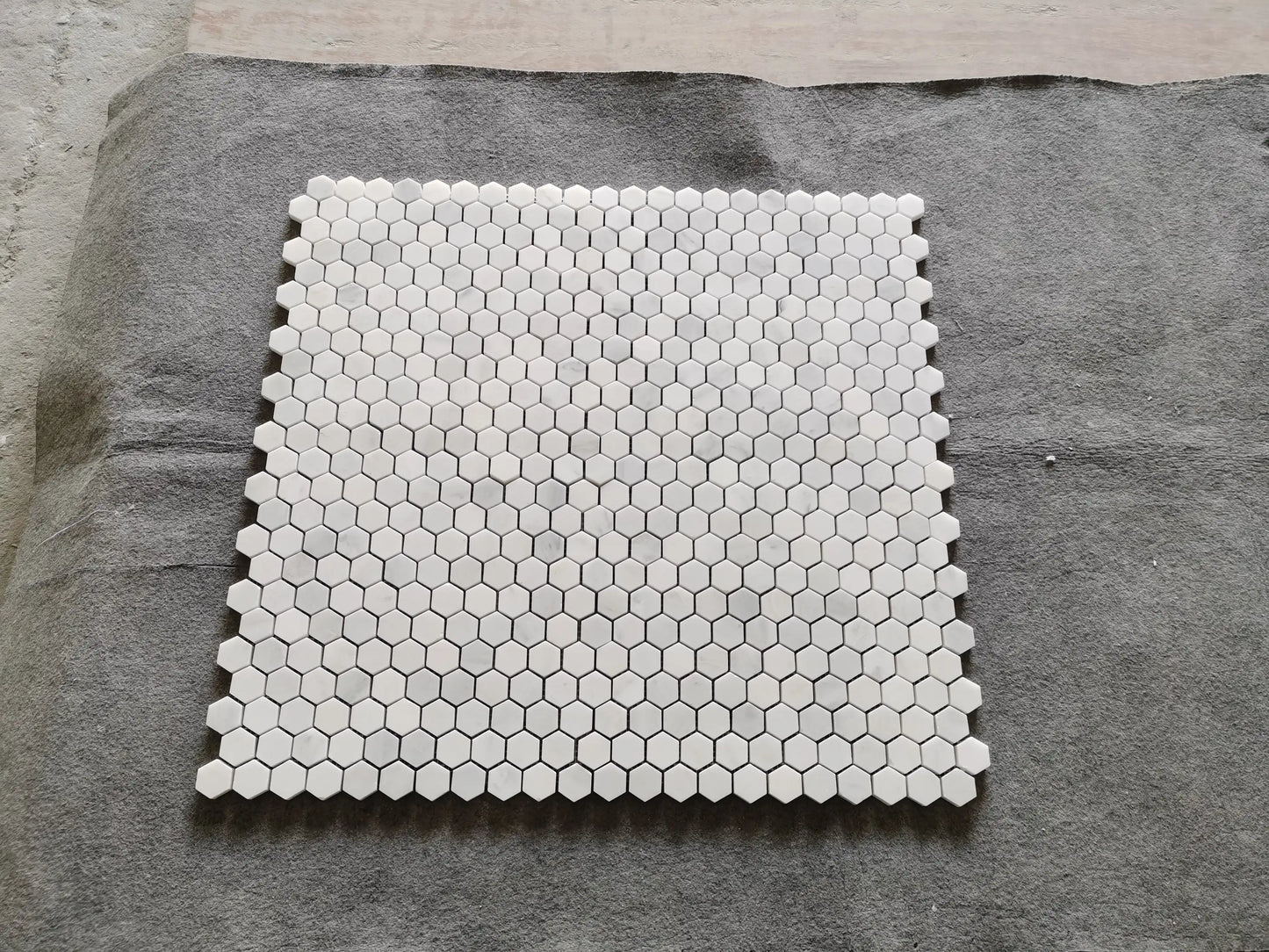 Oriental White Hexagon Mosaic Tile 1x1"