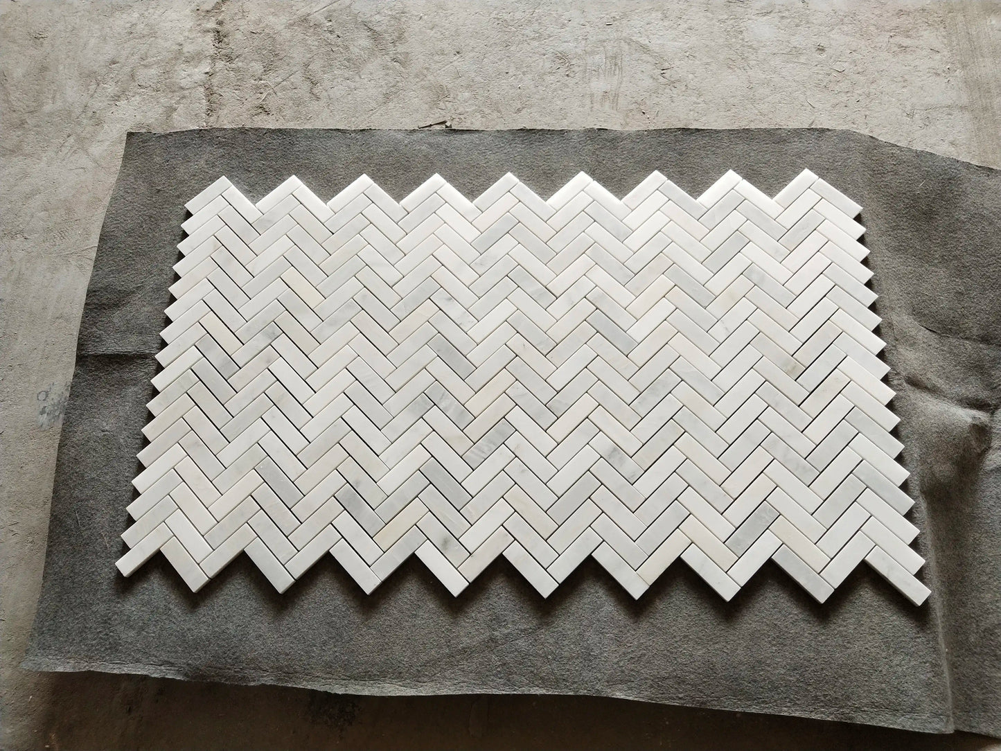 Oriental White Herringbone Mosaic Tile 1x3"